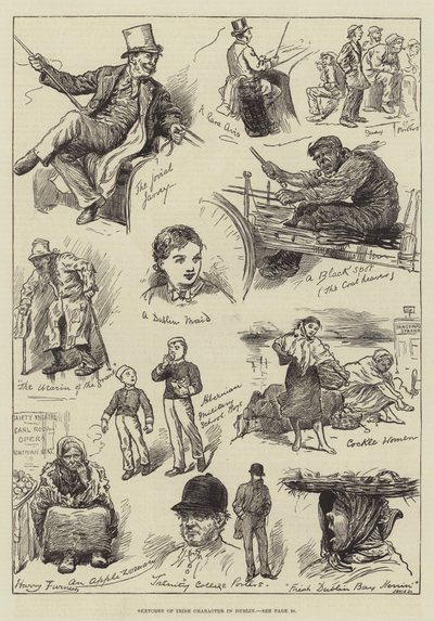 Skizzen irischer Charaktere in Dublin von Harry Furniss